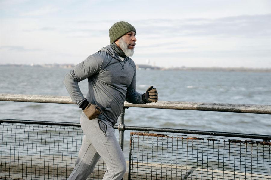 A man running outdoors