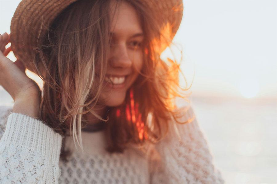 A beautiful young girl smiling
