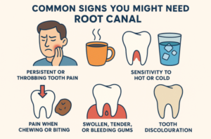a diagram outlining the common signs you might need a root canal or root canal treatment in london