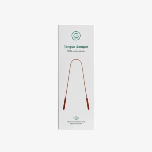 a product image of a gutology copper tongue scraper 